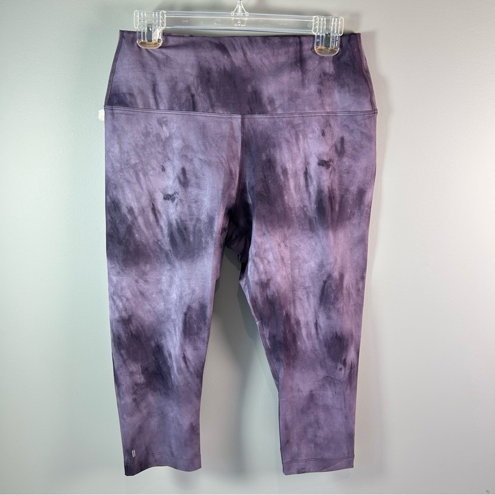 NoBull Purple Tie Dye Capri Leggings Activewear Training Crossfit Women's Size L
